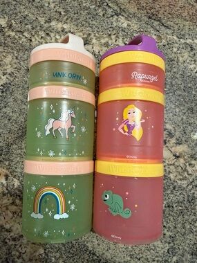 Whiskware Unicorn & Rapunzel Stackable Snack Containers - Pink, Green, Purple